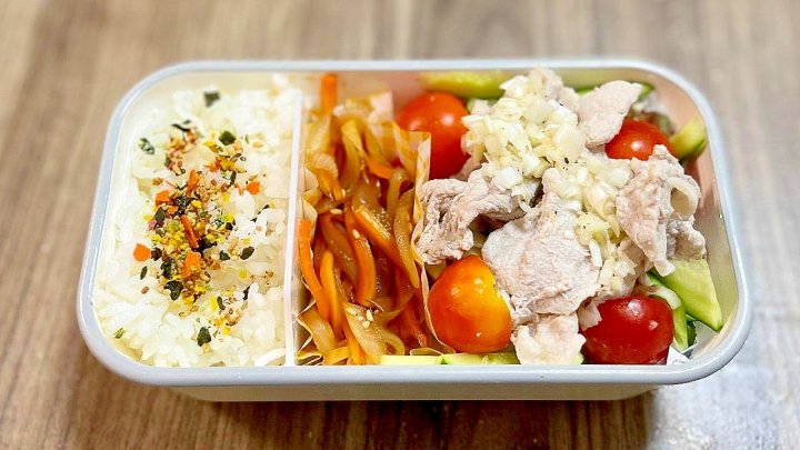 お弁当 きんぴら 豚しゃぶサラダ 献立 簡単 ヘルシー 豚しゃぶ弁当 彩 さっぱり  献立 一覧 サムネイル