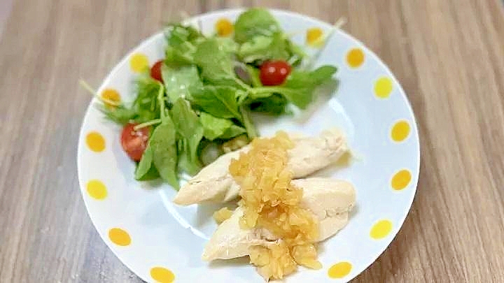 蒸し ささみ 和風 たまねぎソース 簡単 作り置き レンジ ささみレシピ 和風ソース 蒸し料理 レンジで簡単 副菜 時短料理 ヘルシーおかず お弁当おかず レシピ 一覧 サムネイル